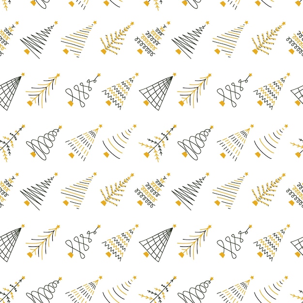 Vector vector flat hand drawn christmas seamless pattern