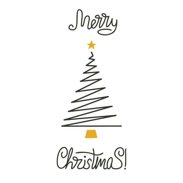 Vector flat hand drawn christmas tree design