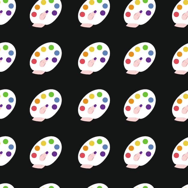 Vector flat hand drawn seamless pattern with rainbow palette with paint