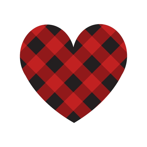 Vector flat heart with checkered texture