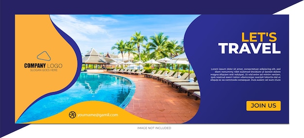 vector flat hotel banner template with photo