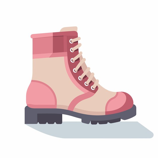 Векторная плоская икона пара стильных розовых сапог с шнурками
