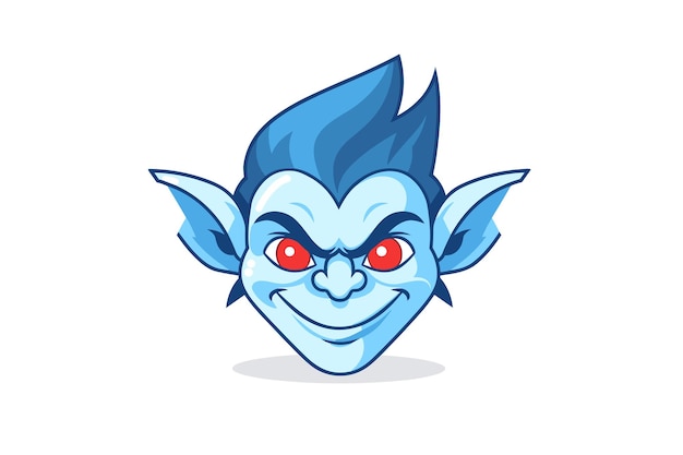 Vector of a flat icon of a blue devil face with red eyes