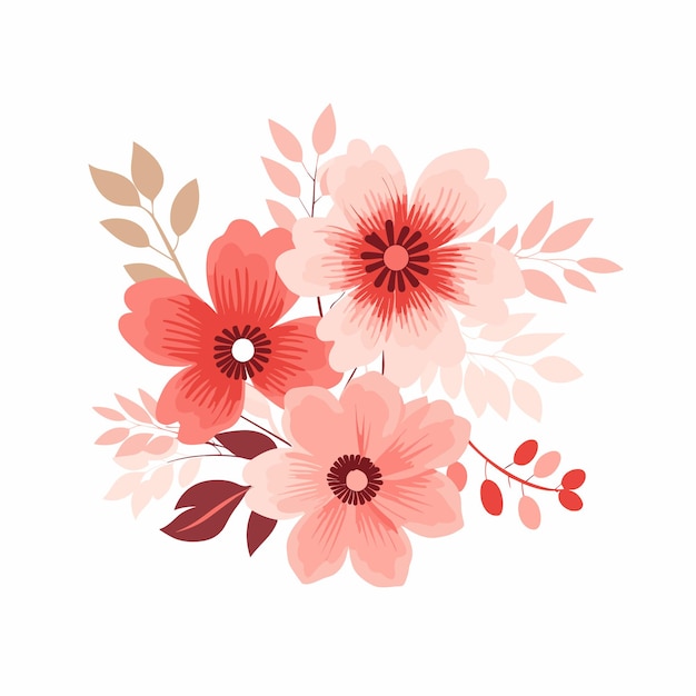 Векторная плоская икона красочный букет цветов на чистом белом фоне