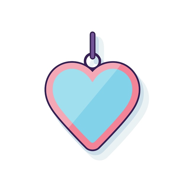 Vector flat icon of a colorful heart shaped object hanging from a string perfect for vector