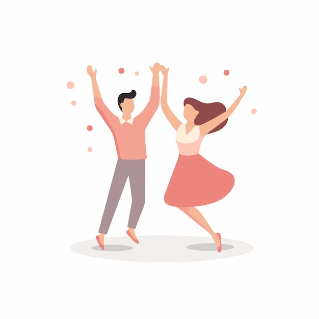 Vector flat icon a couple dancing gracefully in a ballroom