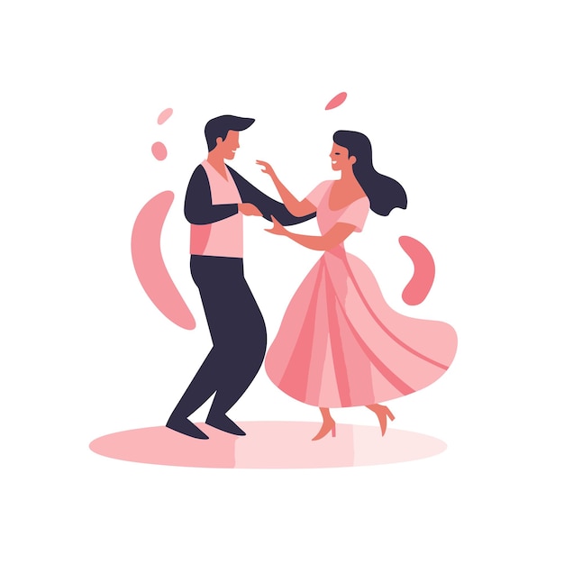 Vector flat icon a couple dancing passionately on the dance floor