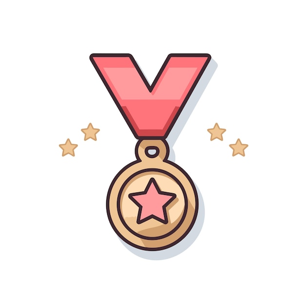 Vector vector of a flat icon of a gold medal with a red star