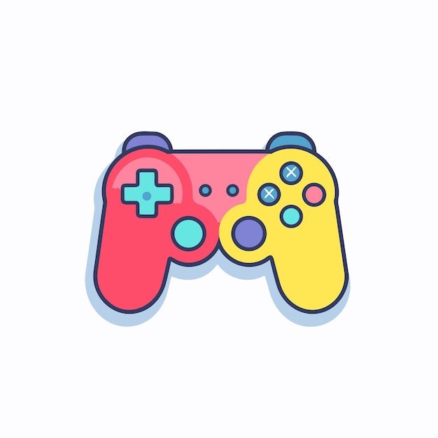Векторная плоская иконка двухцветного игрового контроллера идеально подходит для геймеров, которым нужен стиль