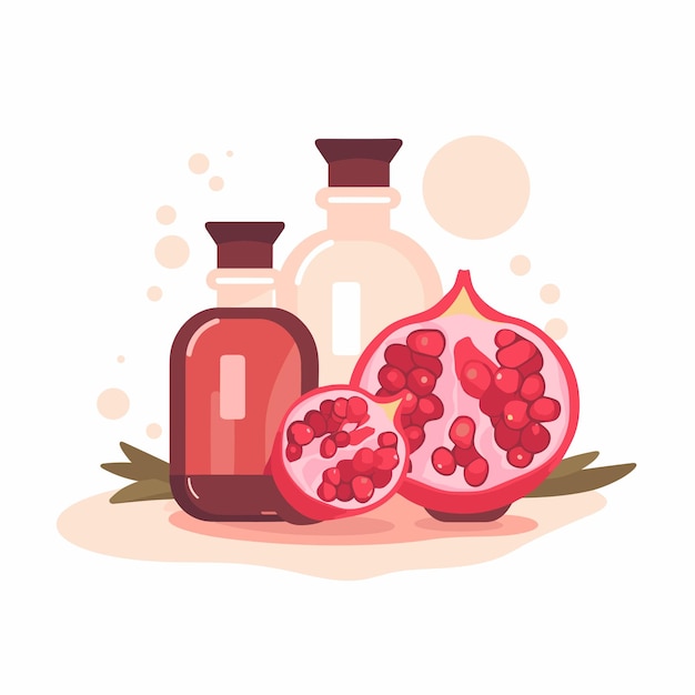 Vector flat icon a pomegranate and a bottle of syrup