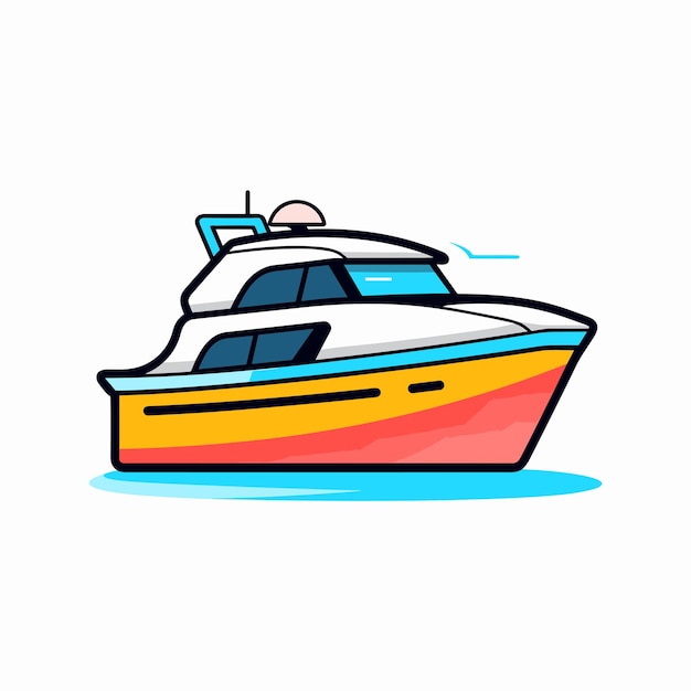 Vector flat icon of a serene boat floating on a calm body of water