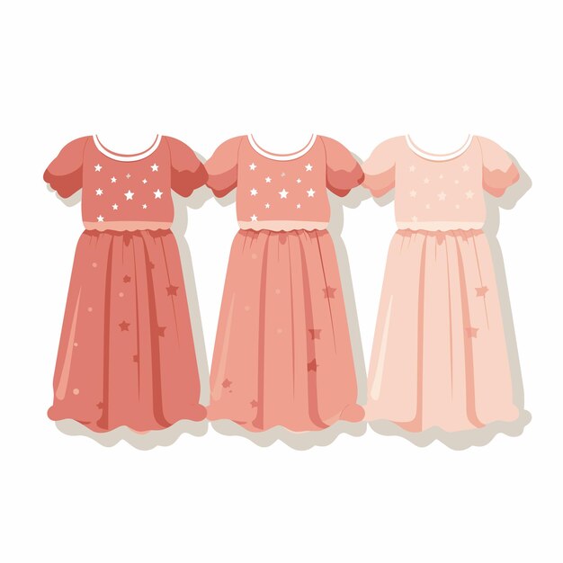 Vector vector flat icon three pink dresses with star patterns