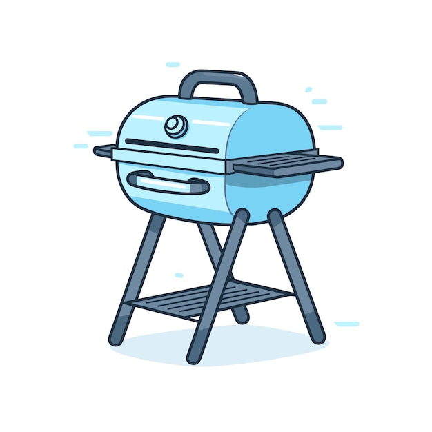 Vector of a flat icon vector of a blue barbecue grill on a white background