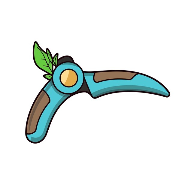 Vector vector of a flat icon vector of a blue pair of scissors with a green leaf on it