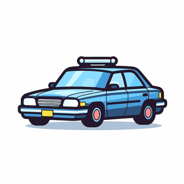 Vector vector of a flat icon vector of a blue police car with a light on top