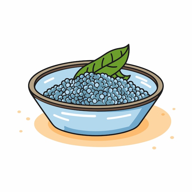 Vector vector of a flat icon vector of a bowl of blueberries with a green leaf on top