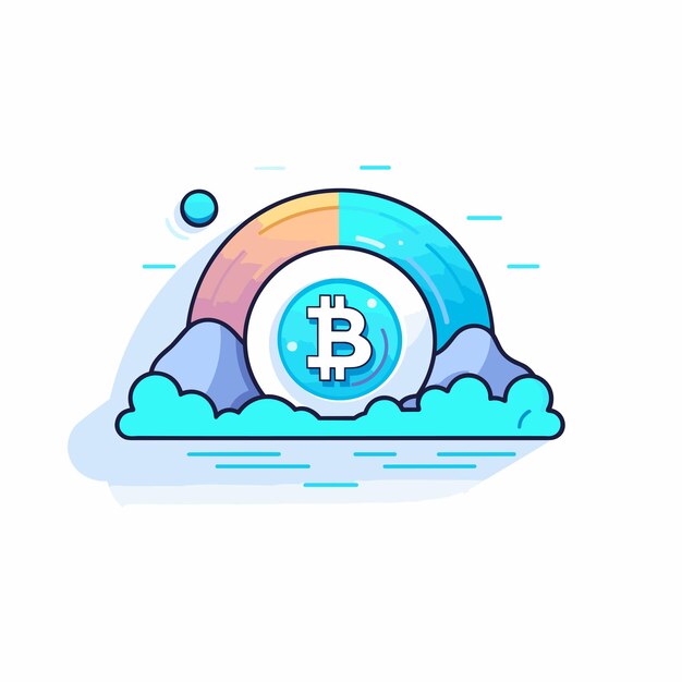 Vector vector of a flat icon vector of a cloud with a bitcoin on top