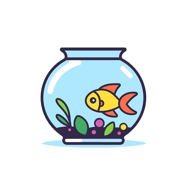 Vector vector of a flat icon vector of a fish swimming in a bowl filled with water