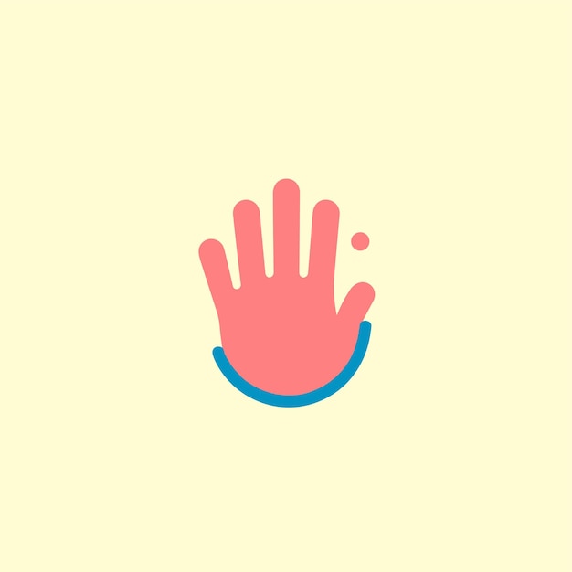 Vector flat icon of a vector flat icon of a pink hand with a blue circle around it