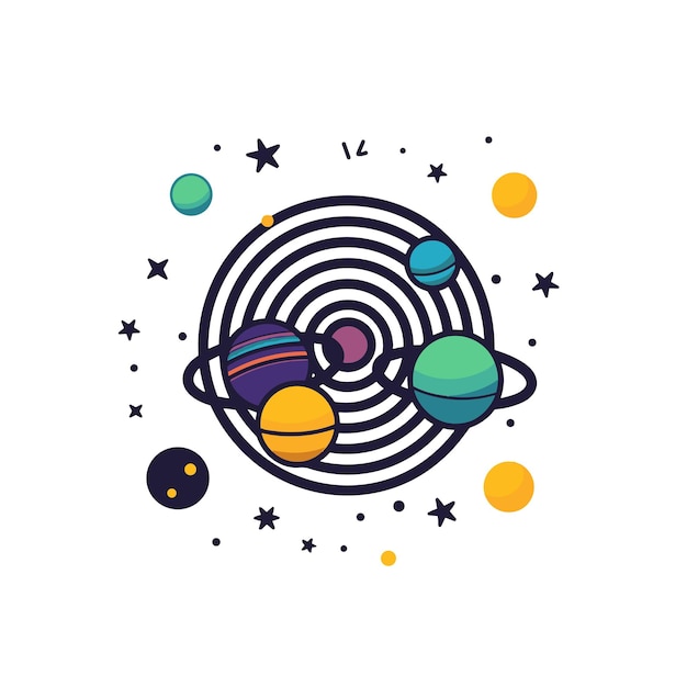 Vector vector of a flat icon vector of a space scene with planets and stars