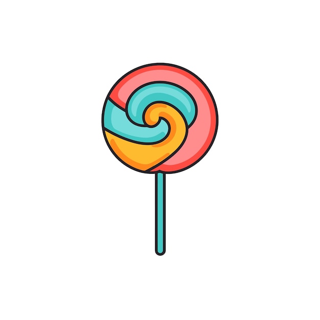 Vector flat icon of a vibrant and whimsical lollipop on a clean white background