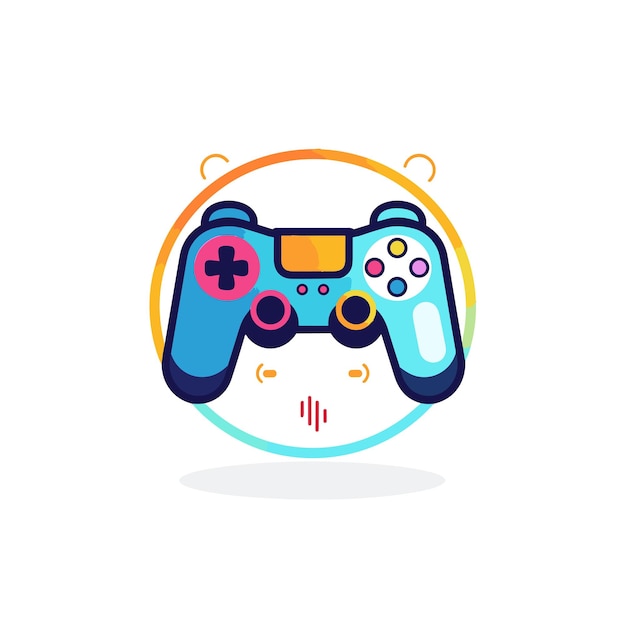 Vector of a flat icon of a video game controller in a circular shape