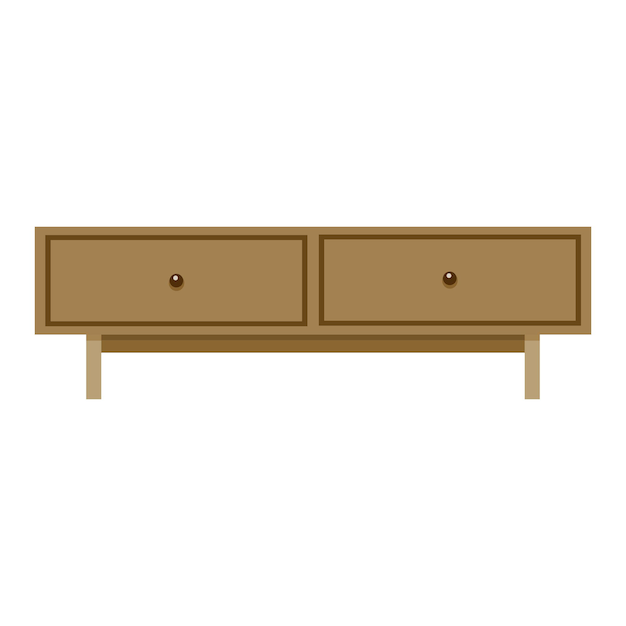 Vector Flat Illustration Classic Wooden Chest of Drawer