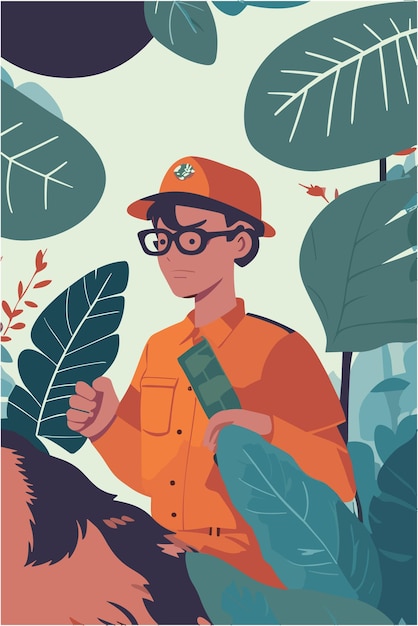 vector flat illustration design of forest ranger work in forest