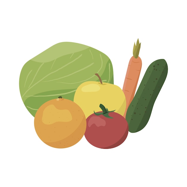 Vector vector flat illustration fruit and vegetables