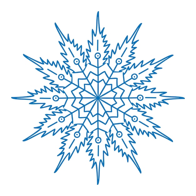 Vector flat illustration of a hand drawn snowflake for decoration christmas new year greeting cards