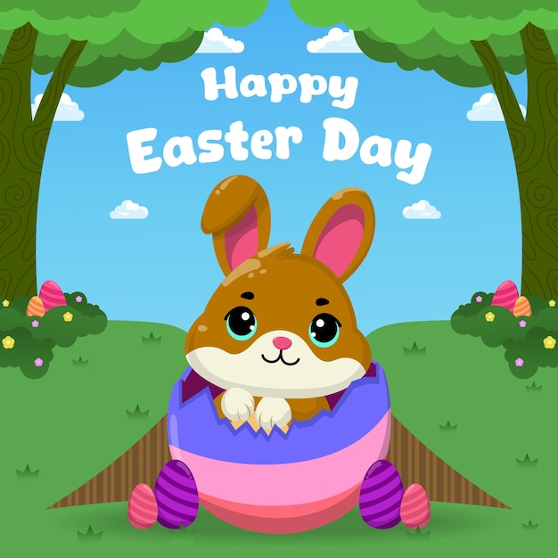 Vector vector flat illustration for happy easter day celebration