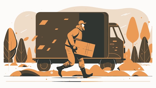 Vector vector flat illustration logistics man expert package courier