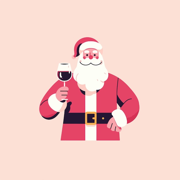 Illustrazione piana vettoriale di babbo natale che beve il logo di babbo natale generato dall'ia