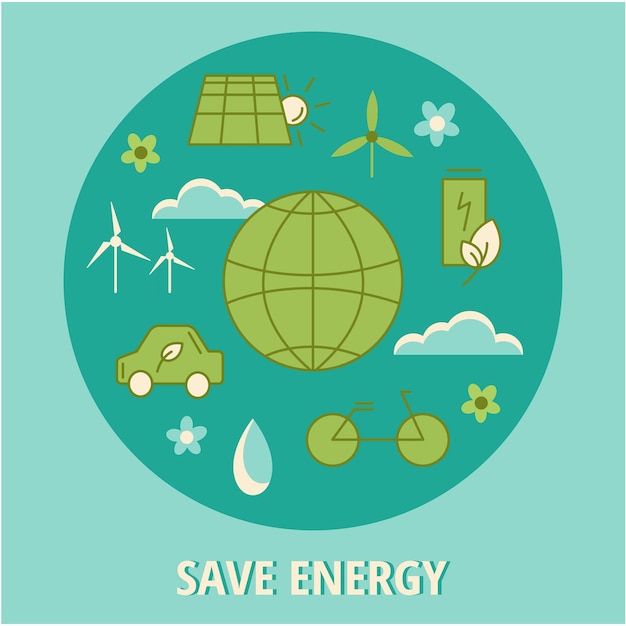 Vector flat illustration of save energy