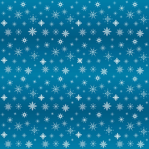 Vector flat illustration. Set of New Year and Christmas shiny snowflakes. Background decoration. Seamless pattern.