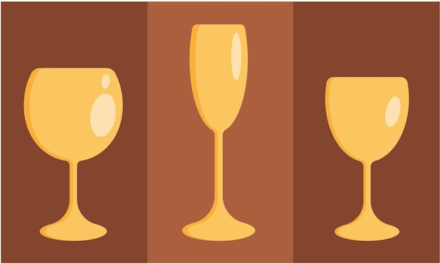 Vector flat illustration of set of wine glasses