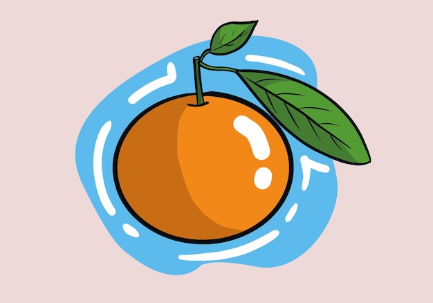 Векторная плоская иллюстрация мандарина. Икона тропических здоровых вкусных цитрусовых. Сладкий мандарин.