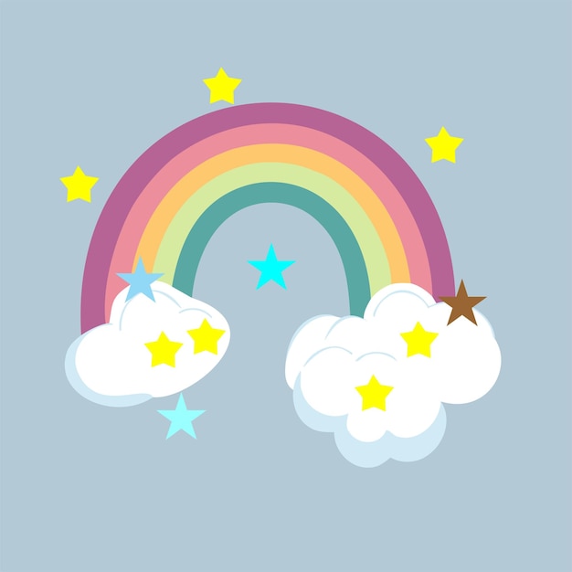 vector flat illustrations cute rainbows cloud