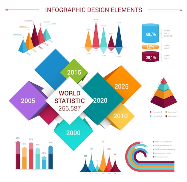 Modello di elementi di infografica piatta vettoriale