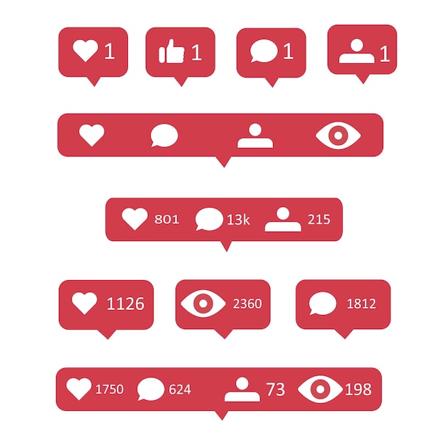 vector flat instagram icons and notifications set