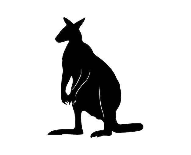 Vector flat kangaroo silhouette isolated on white background