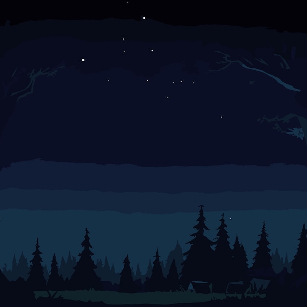 Vector vector flat landscape at night background