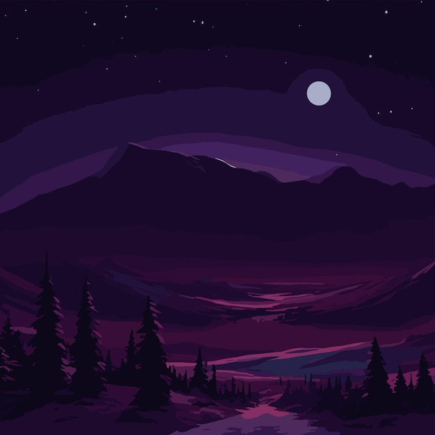 Vector vector flat landscape at night background