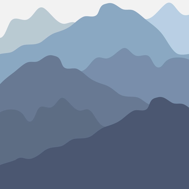 Vector flat landscape with blue mountains