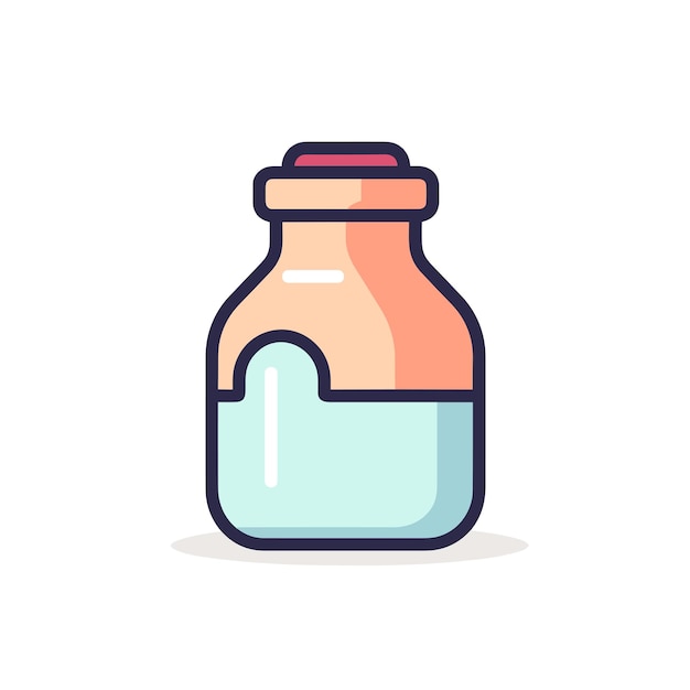 Vector of a flat lay of a bottle filled with liquid on a clean white background