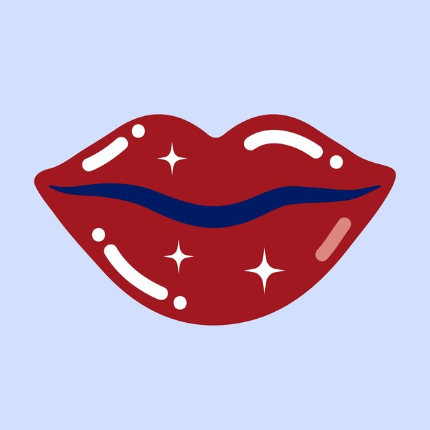 벡터 플랫 입술 아름 다운 스티커