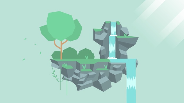 Vector vector flat low poly floating island illustration