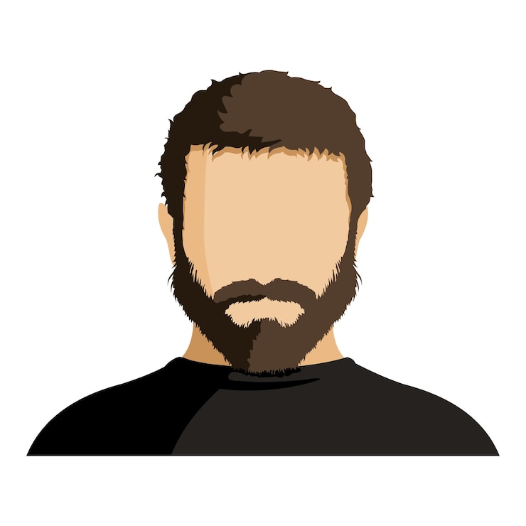 Vector vector flat man avatar no face with hairstyle and beard