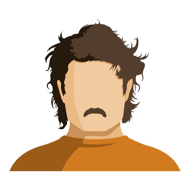 Vector vector flat man avatar no face with hairstyle and moustache