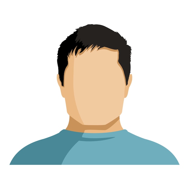 Vector Flat Man Avatar No Face with Hairstyle